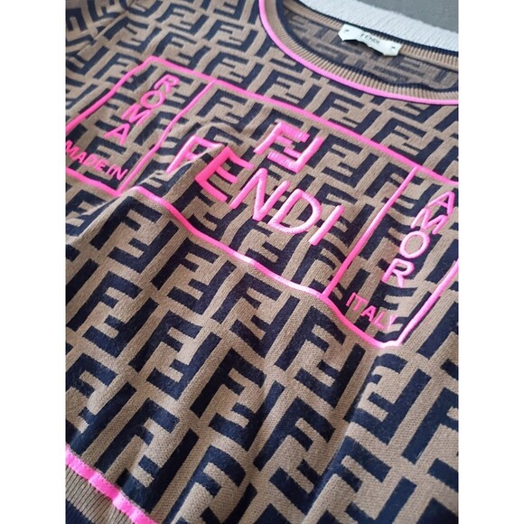 FENDI Brown Zucca Monogram Knit Crop Top & Leggings Set | Size US 4 / IT 40 - Picture 3 of 14